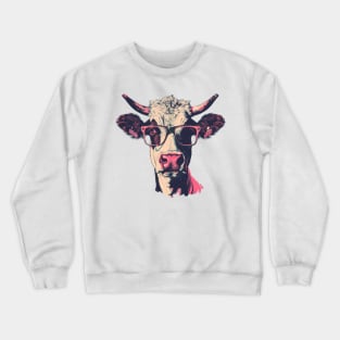 Holstein Haute Couture: The Chic Spectacled Cow Tee Crewneck Sweatshirt